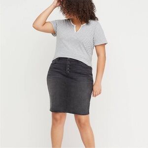 Lane Bryant Women’s Plus Size 28 Denim Skirt Black Wash Button Fly Jean Skirt